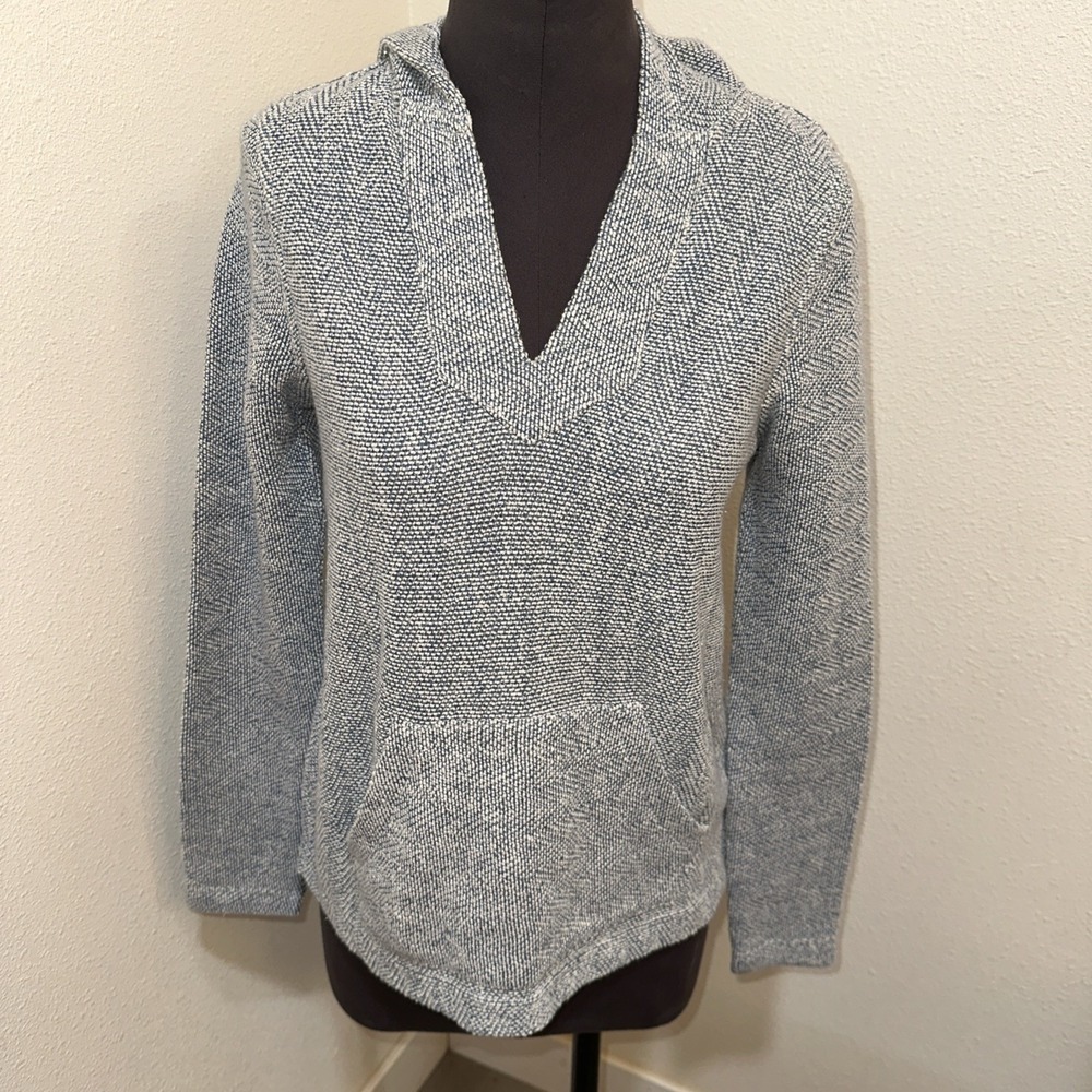 Faherty Nwt Womens Hooded Sweater Whitewater XS Seabrook Poncho - Picture 2 of 11